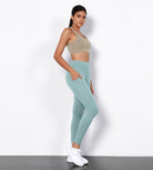 2-Pack 28" High Waist Workout Leggings with Pockets Black+Chambray - ododos