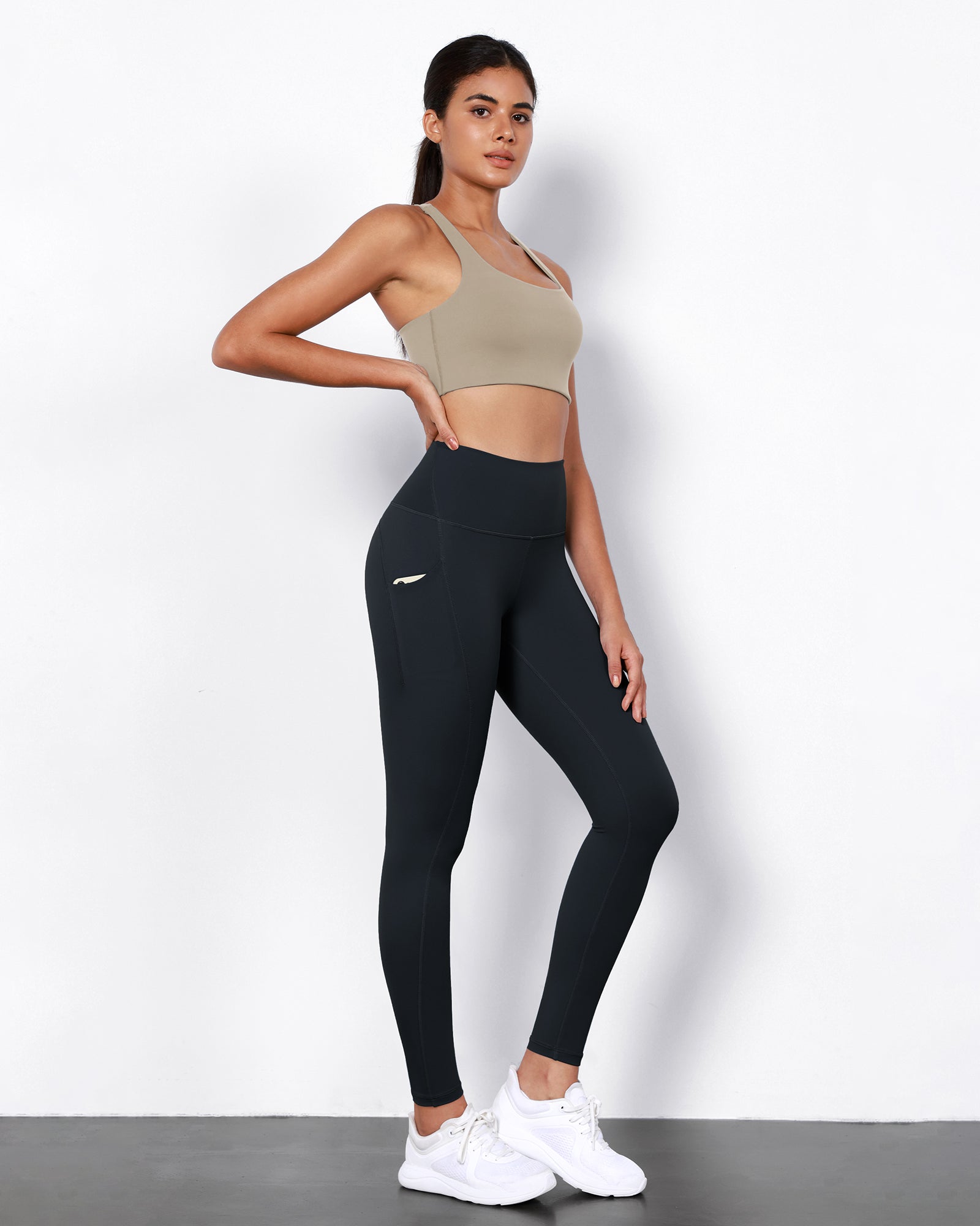 2-Pack 28" High Waist Workout Leggings with Pockets Black+Deep Navy - ododos