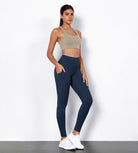 2-Pack 28" High Waist Workout Leggings with Pockets Black+Navy - ododos