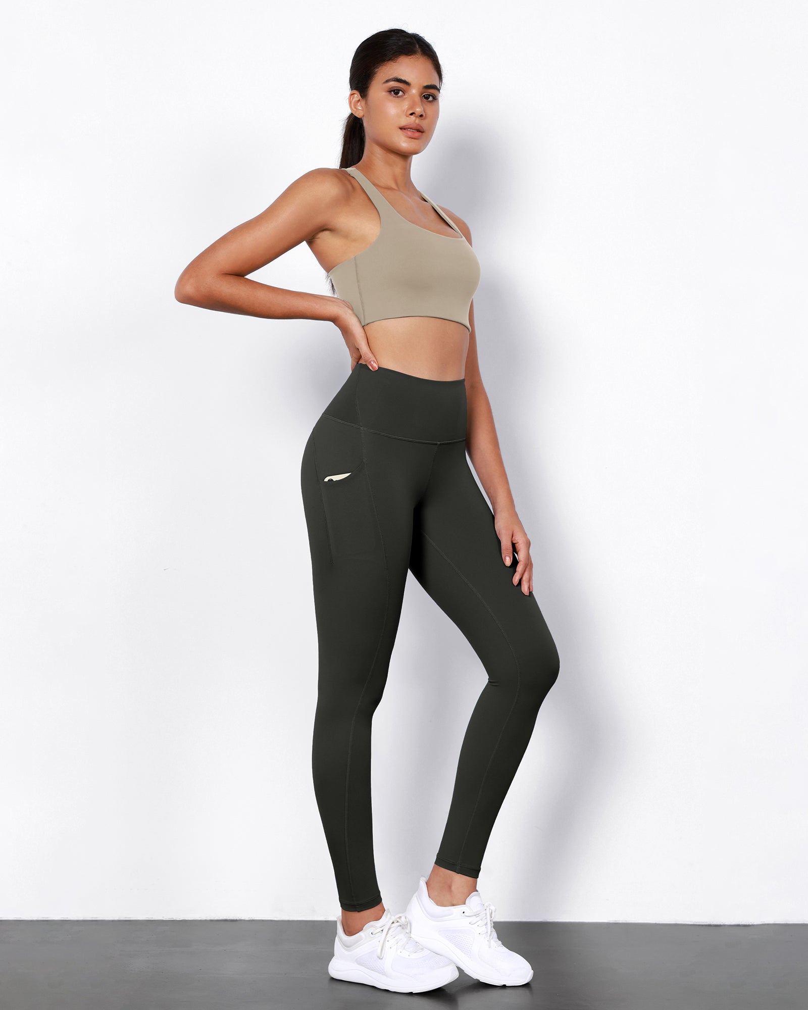 2-Pack 28" High Waist Workout Leggings with Pockets Black+Onyx Black - ododos