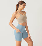 ODLEX 2-Pack 6" Inseam High Waist Workout Athletic Biker Shorts with Pockets - ododos
