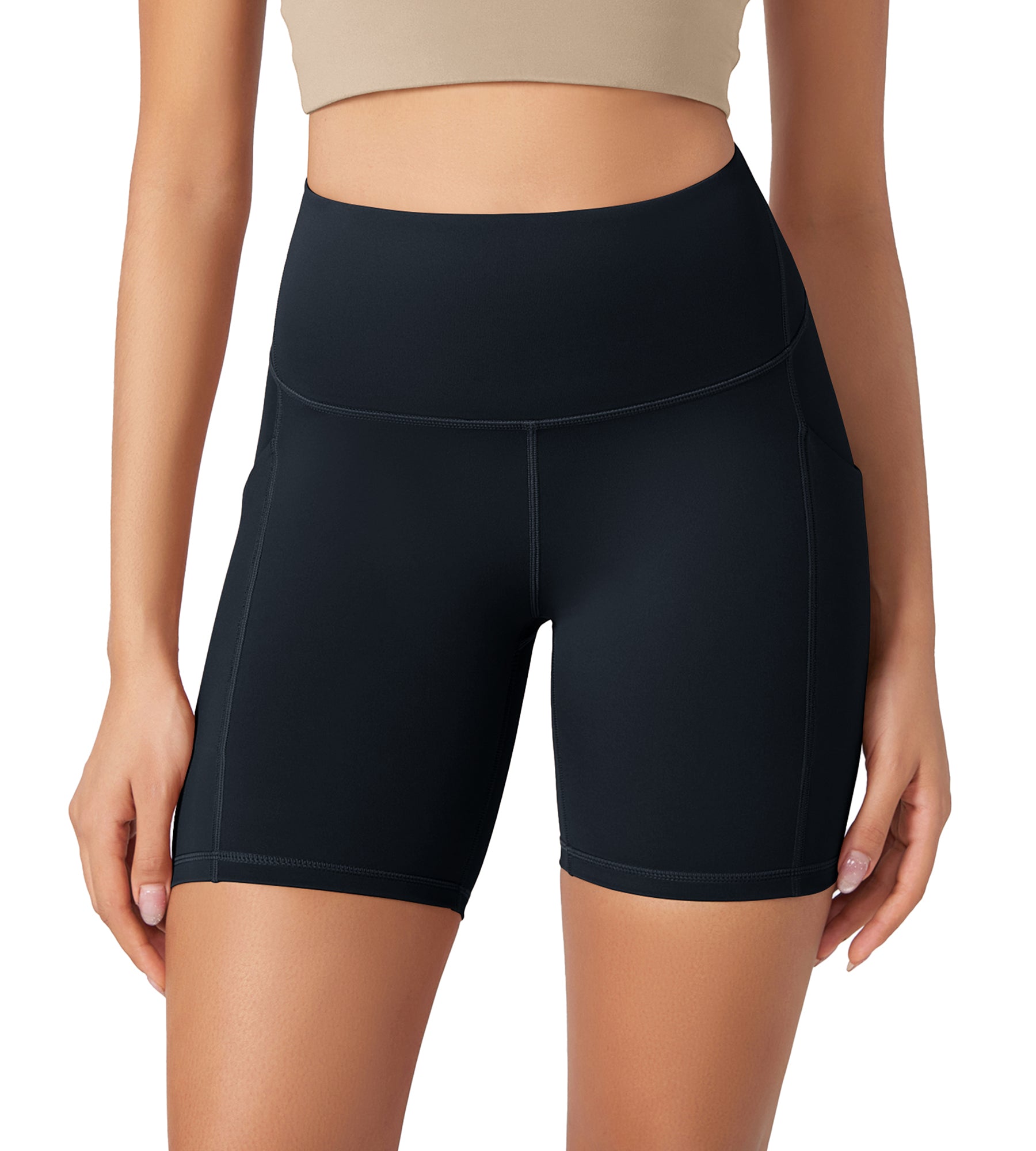 ODLEX 6" Inseam High Waist Workout Athletic Biker Shorts with Pockets Deep Navy - ododos
