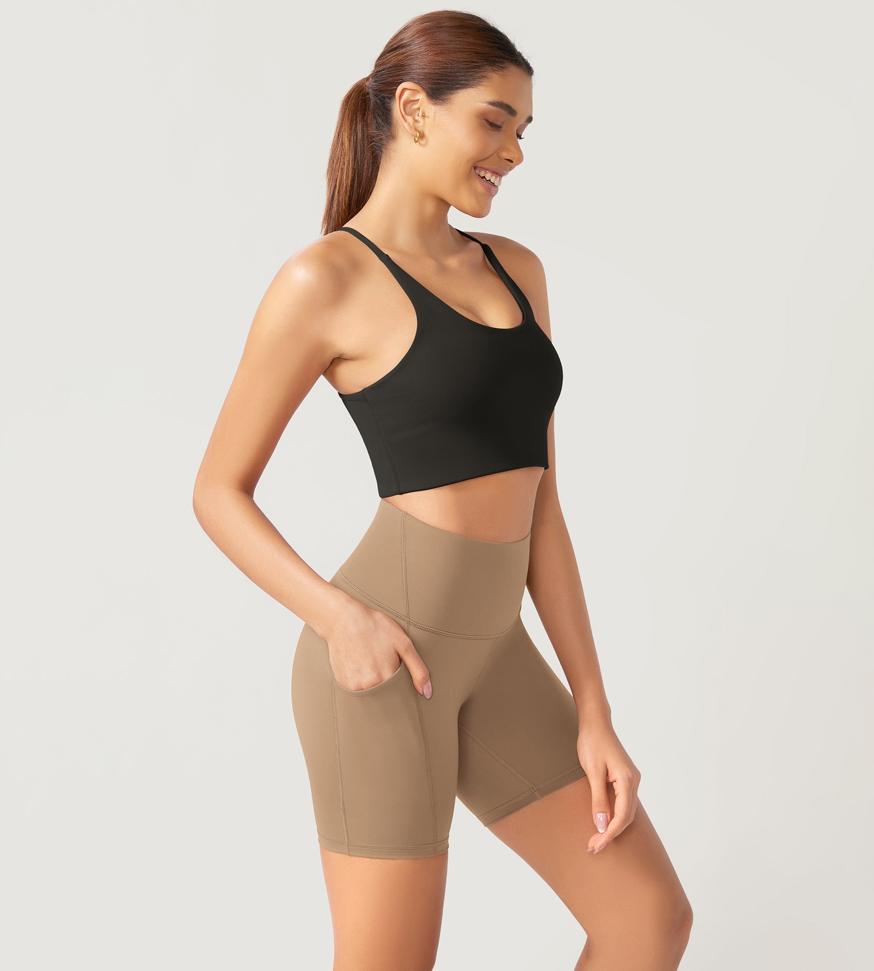 ODLEX 6" Inseam High Waist Workout Athletic Biker Shorts with Pockets - ododos