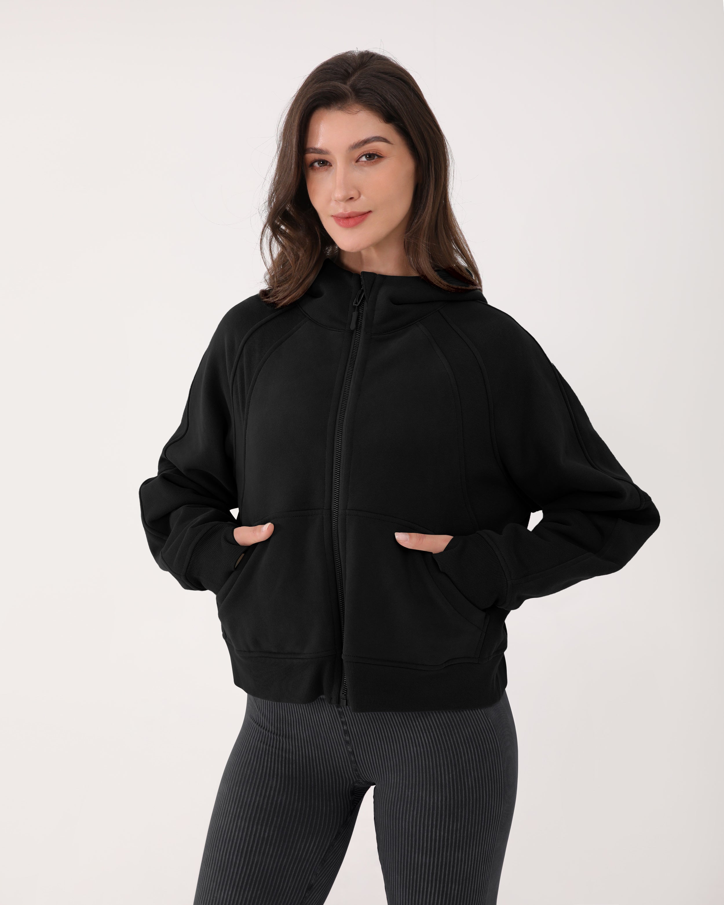 Oversized Full-Zip Fleece Hoodie - Ver 2.0 Black - ododos