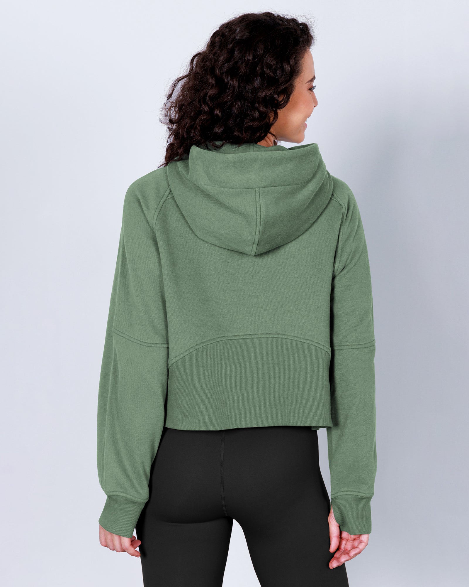 Women's Full Zipper Fleece Lined Cropped Hoodie - ododos