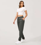 Cotton French Terry Drawstring Casual Sweatpants Charcoal - ododos