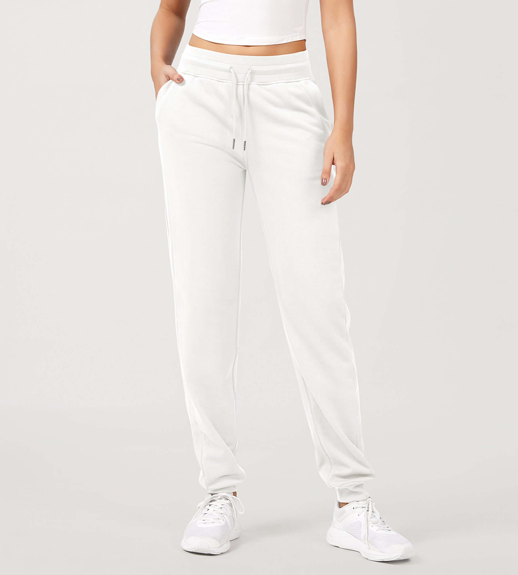 Cotton French Terry Drawstring Casual Sweatpants - ododos