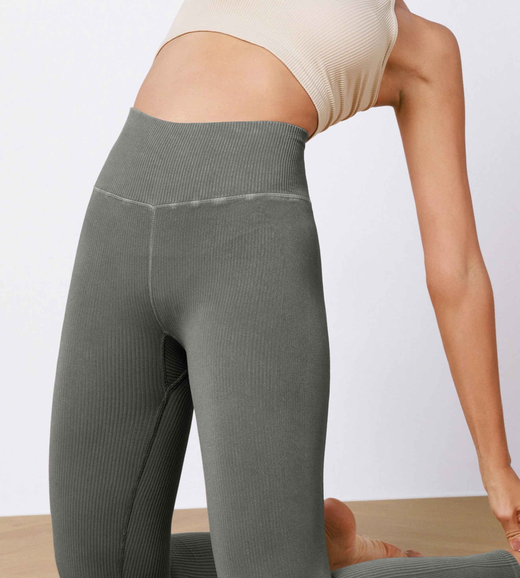 ODODOS Seamless High Waisted Ribbed Yoga Leggings Dusty Orchid Xs