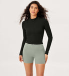 Athletic Full Zip Mock Neck Lightweight Jacket Black - ododos