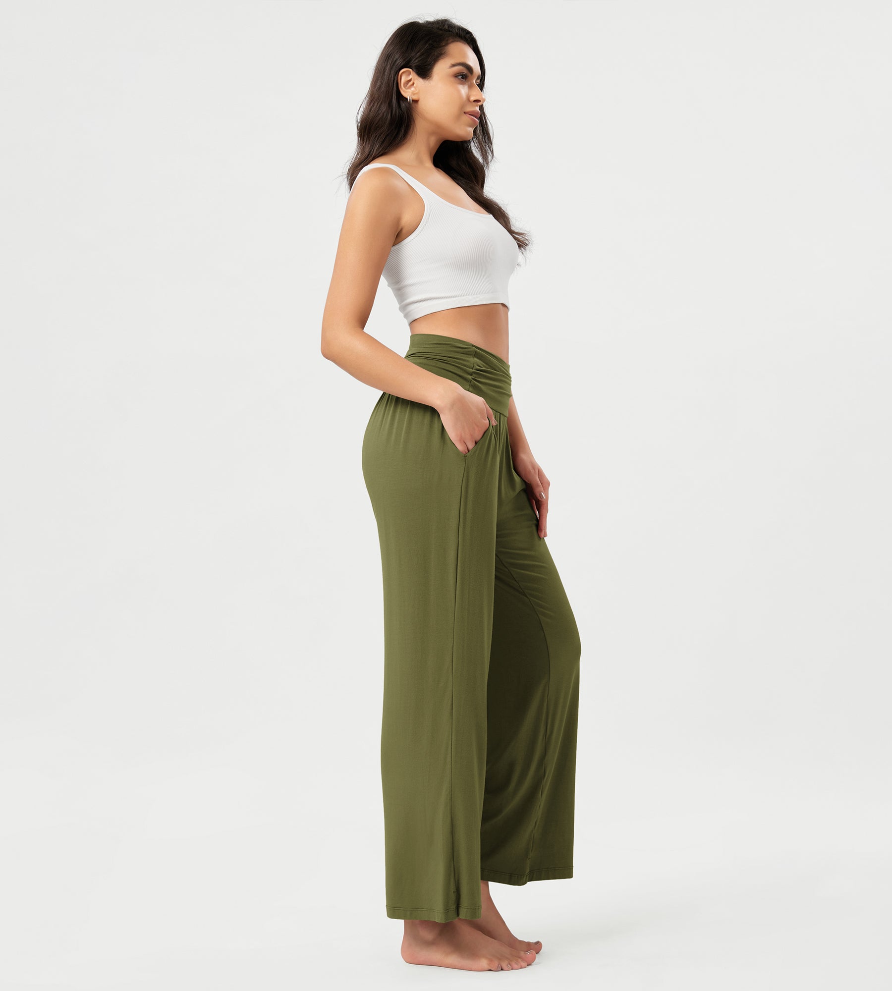 26" Wide Leg Palazzo Loose Comfy Lounge Pants with Pockets - ododos