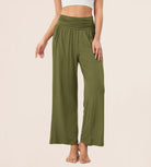 26" Wide Leg Palazzo Loose Comfy Lounge Pants with Pockets Army Green - ododos