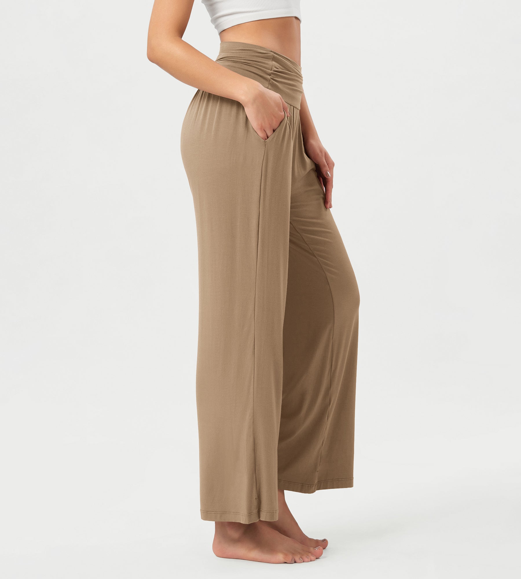 26" Wide Leg Palazzo Loose Comfy Lounge Pants with Pockets - ododos