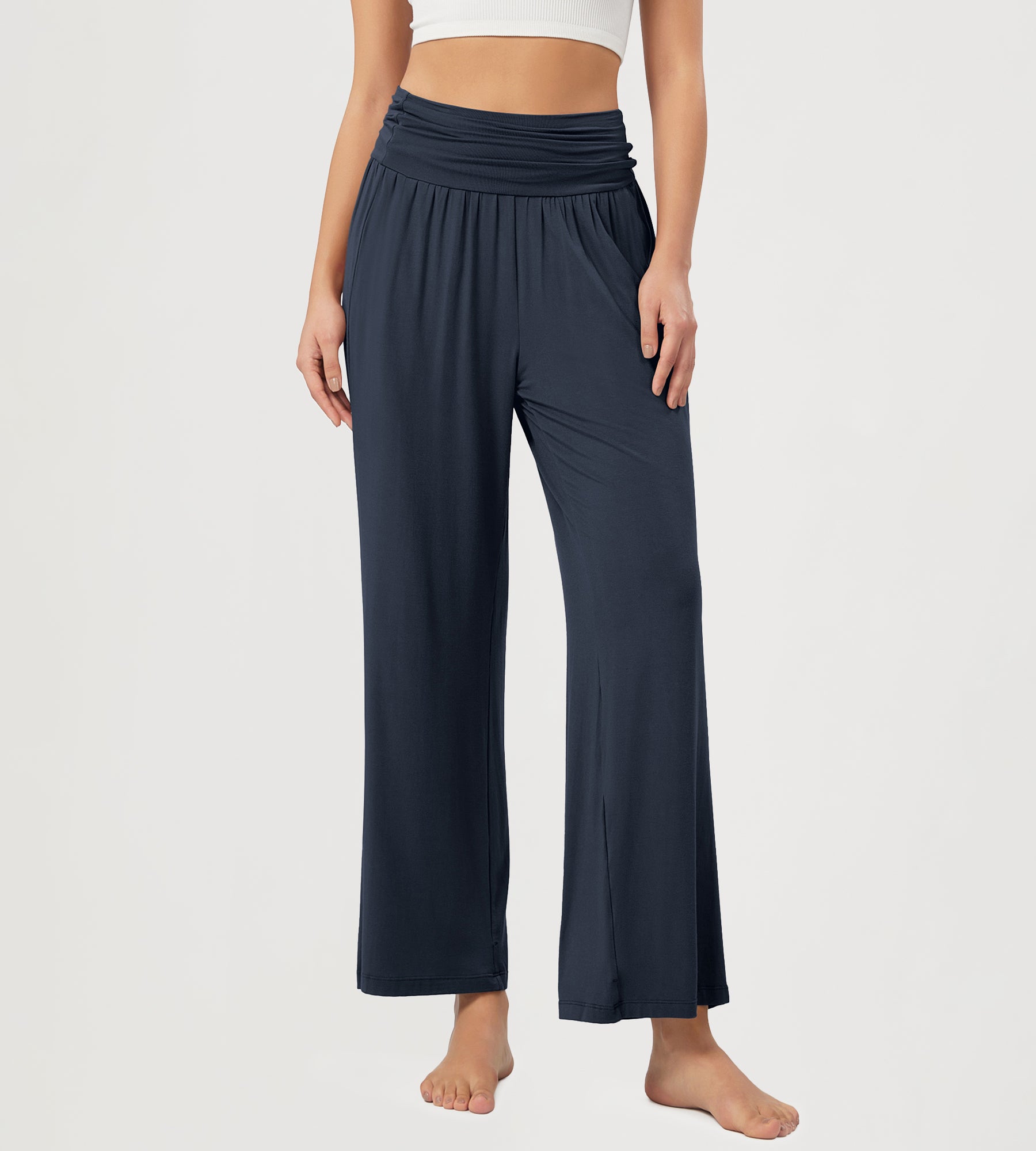 26" Women's Wide Leg Palazzo Lounge Pants Midnight - ododos