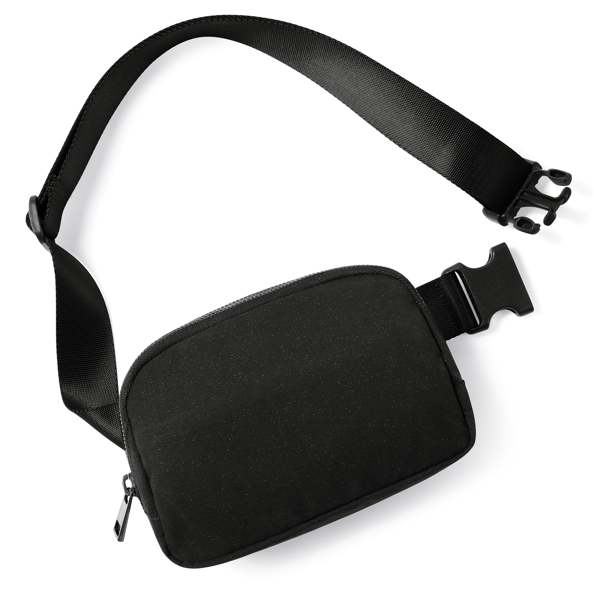 Holographic Shiny Mini Belt Bag Glitter Black 8" x 2" x 5.5" - ododos