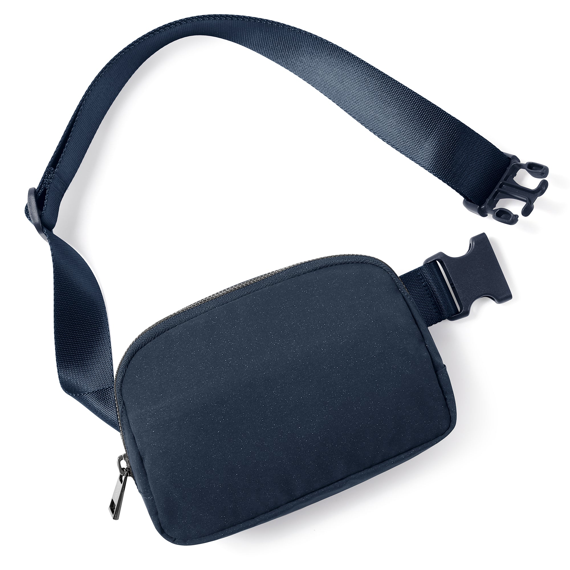 Holographic Shiny Mini Belt Bag Glitter Navy 8" x 2" x 5.5" - ododos