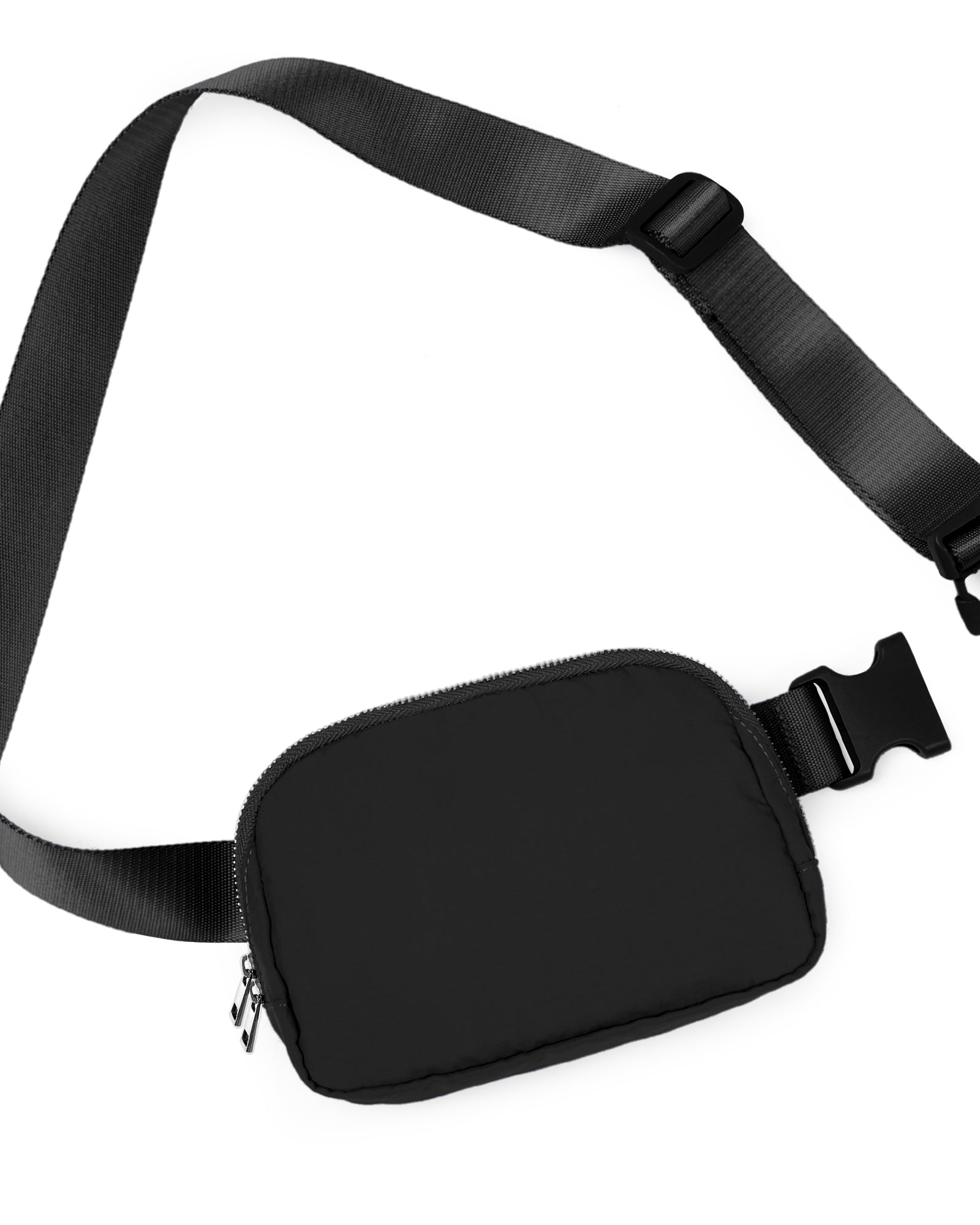 Unisex Two-Way Zip Mini Belt Bag Black 8" x 2" x 5.5" - ododos