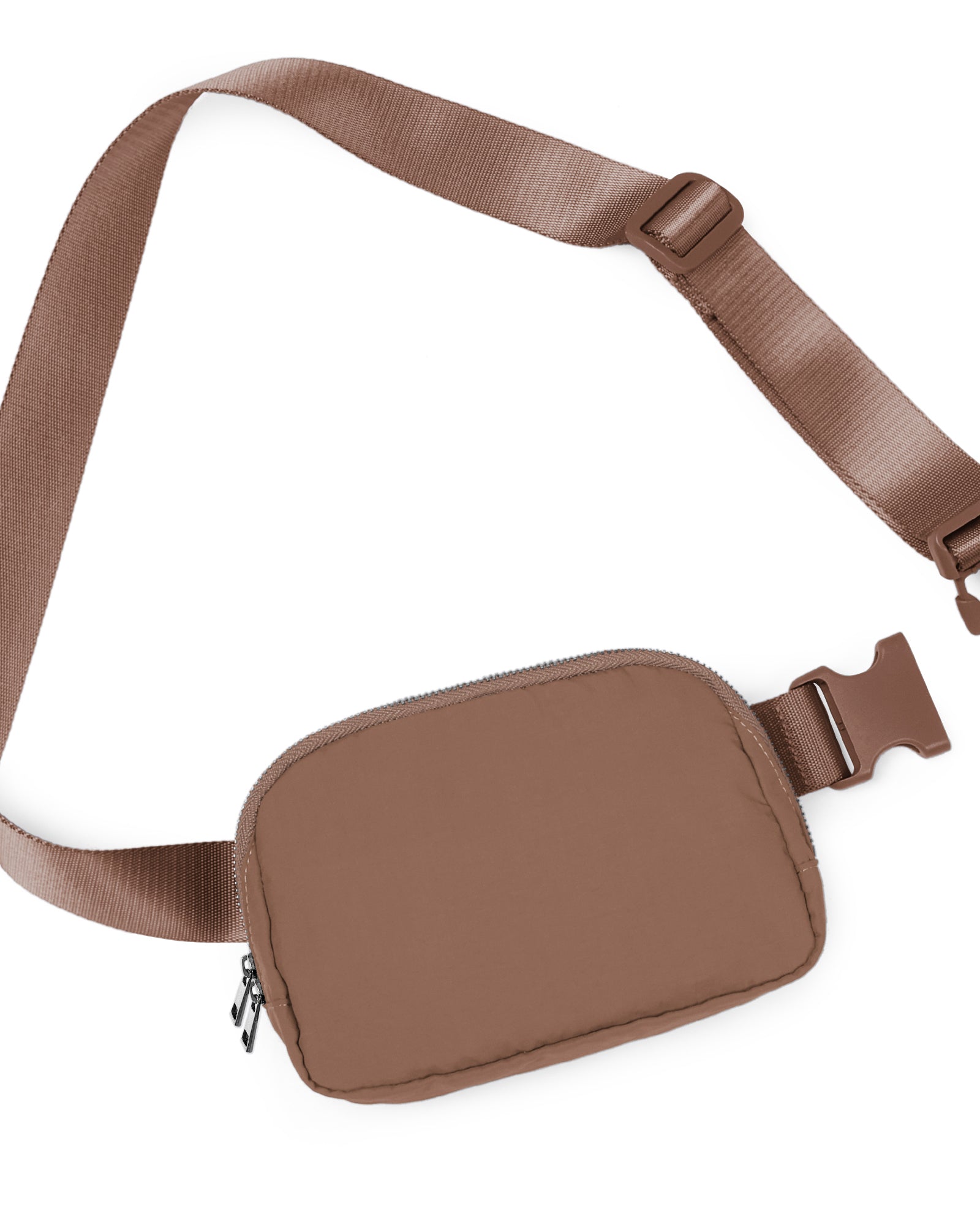 Unisex Two-Way Zip Mini Belt Bag Brown 8" x 2" x 5.5" - ododos