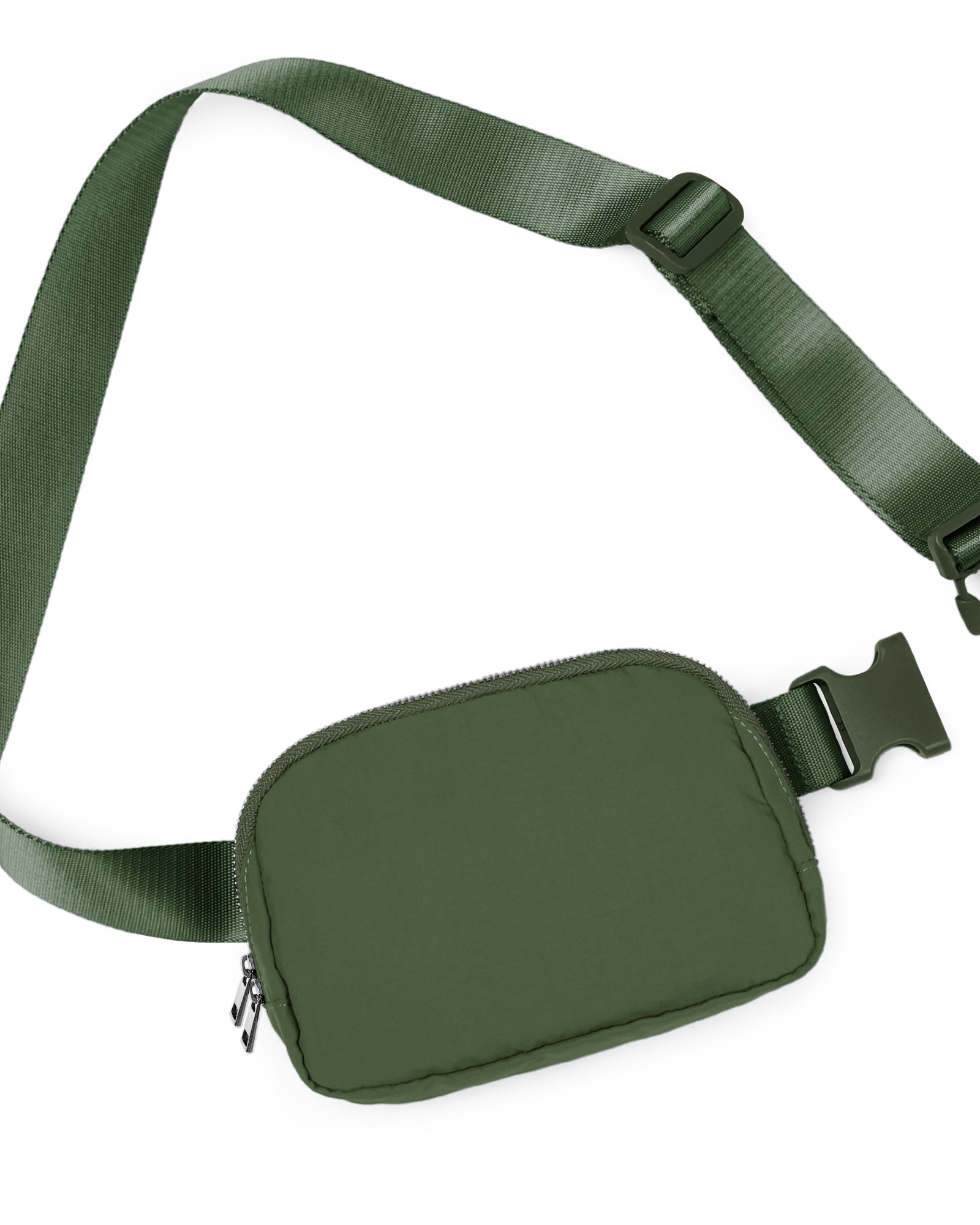 Unisex Two-Way Zip Mini Belt Bag Deep Khaki 8" x 2" x 5.5" - ododos