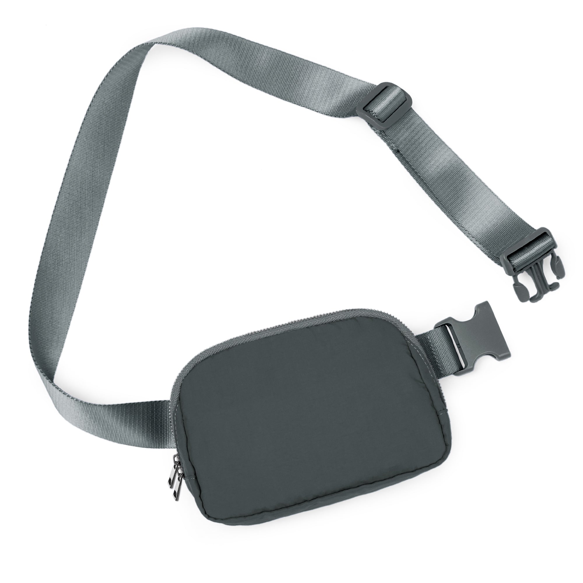 Unisex Two-Way Zip Mini Belt Bag Iron Gray 8" x 2" x 5.5" - ododos