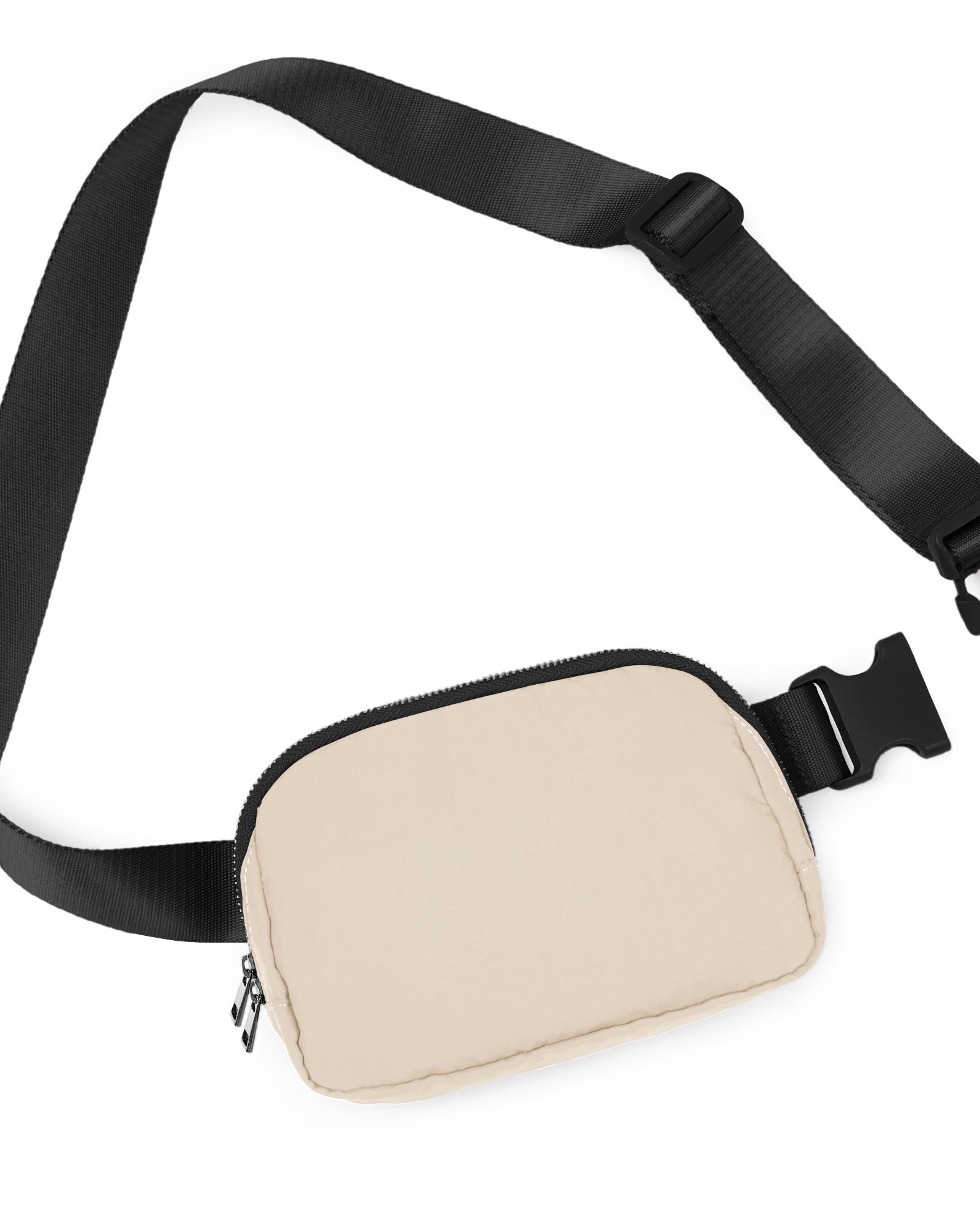 Unisex Two-Way Zip Mini Belt Bag Ivory Black 8" x 2" x 5.5" - ododos