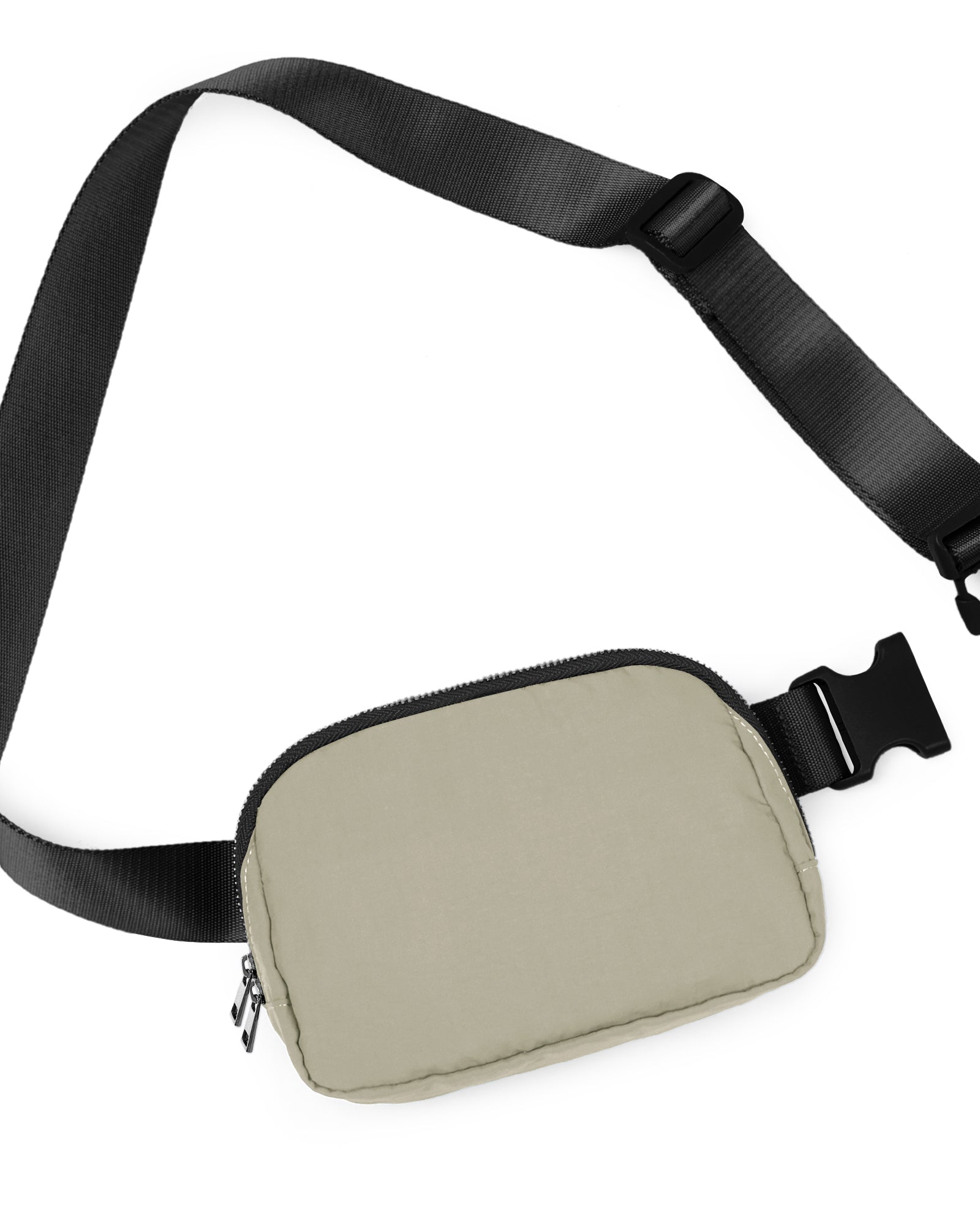Unisex Two-Way Zip Mini Belt Bag Khaki 8" x 2" x 5.5" - ododos