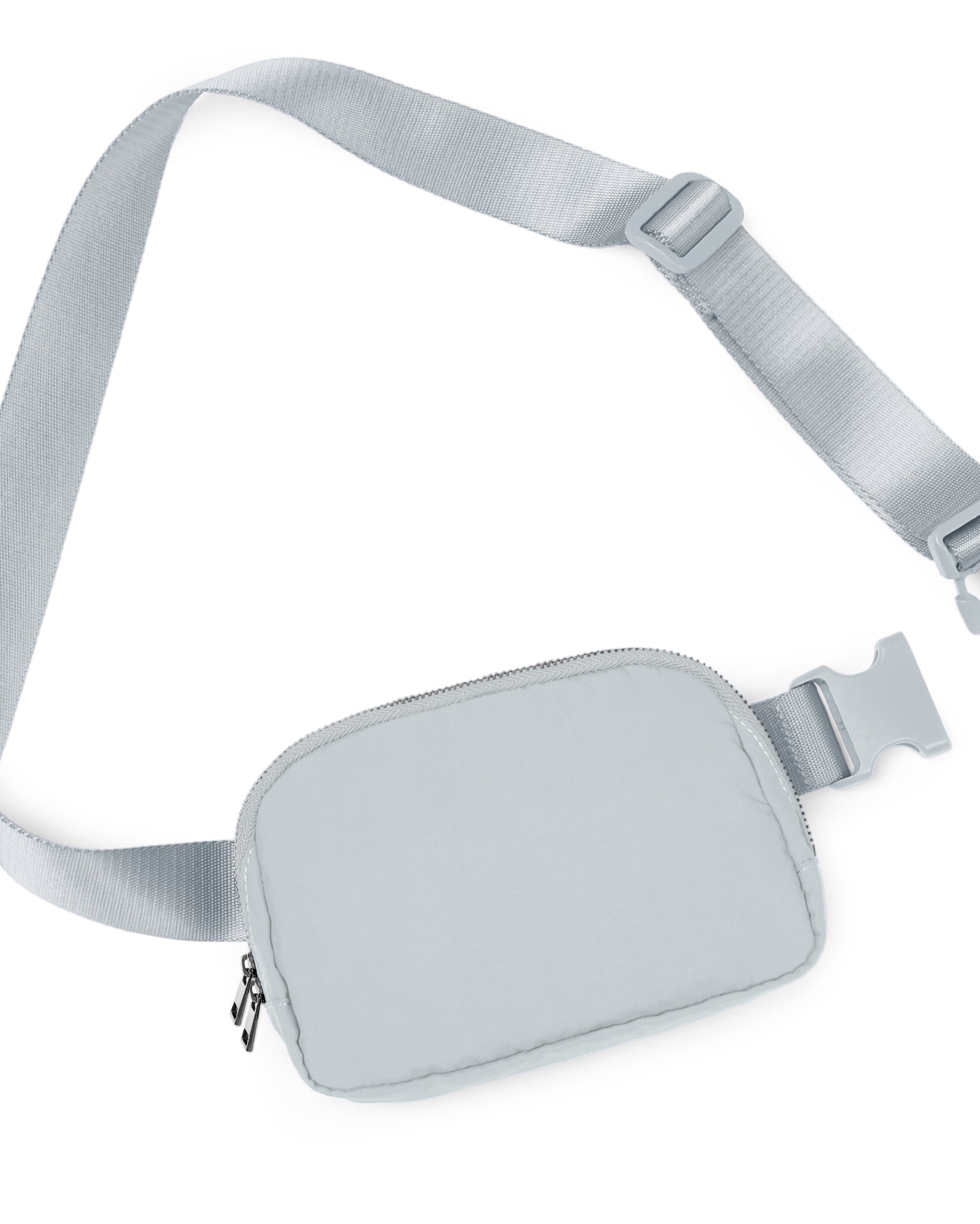 Unisex Two-Way Zip Mini Belt Bag Light Grey 8" x 2" x 5.5" - ododos