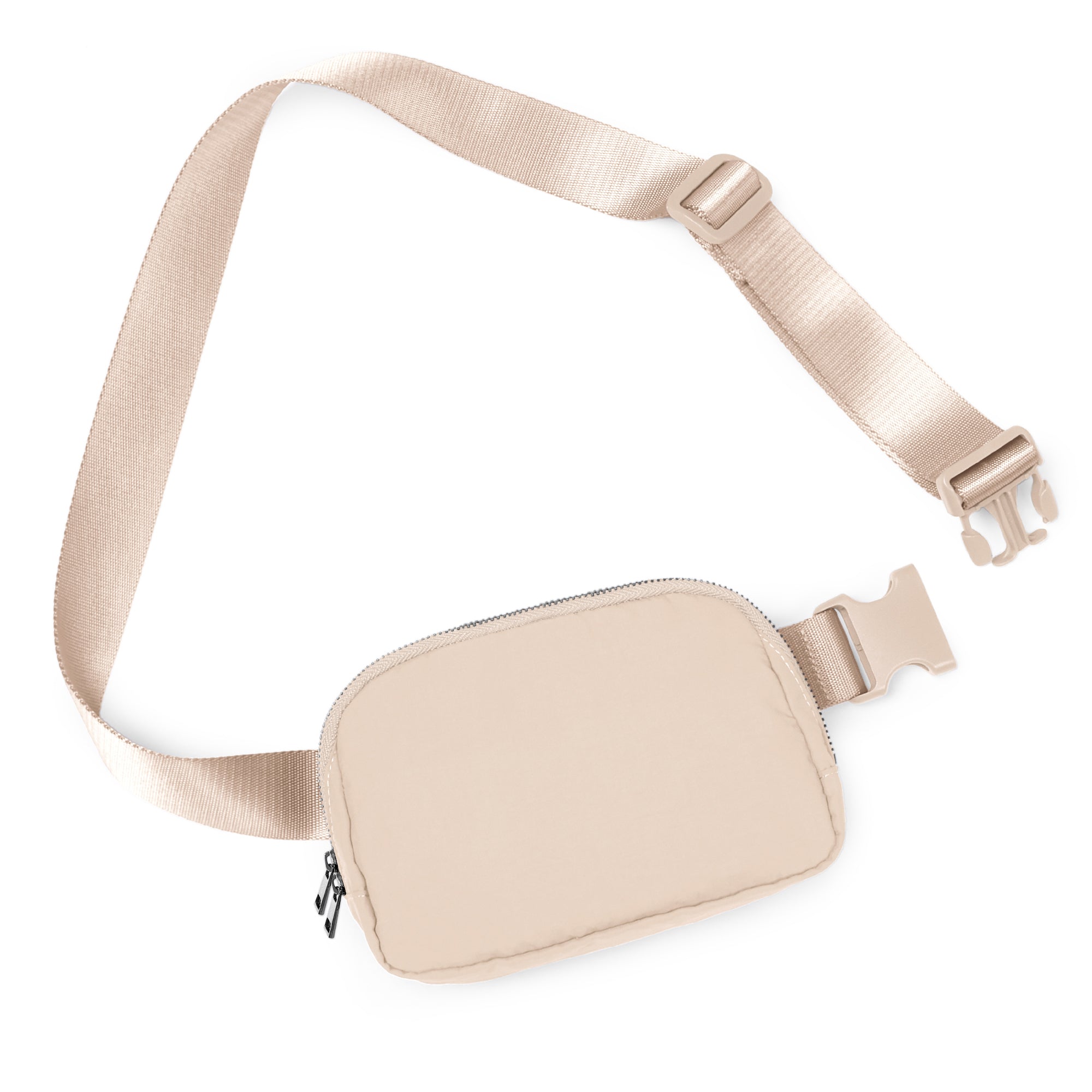 Unisex Two-Way Zip Mini Belt Bag Lrish Cream 8" x 2" x 5.5" - ododos