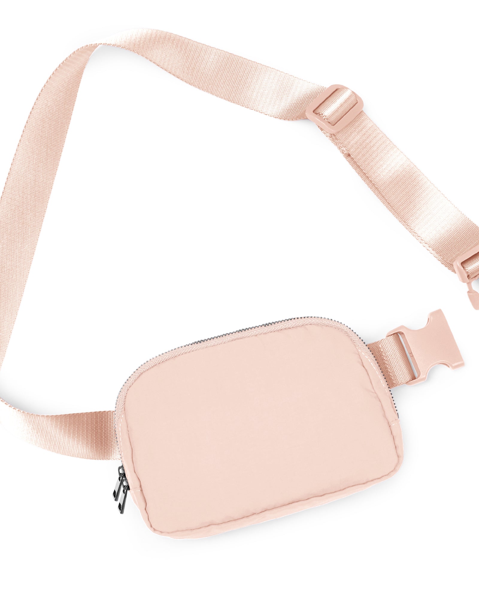 Unisex Two-Way Zip Mini Belt Bag Pale Coral 8" x 2" x 5.5" - ododos