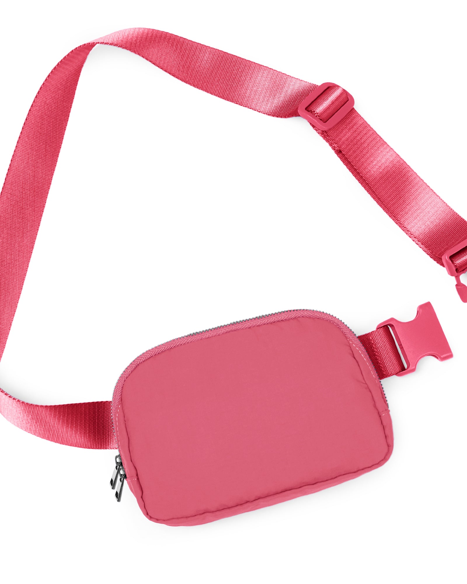 Unisex Two-Way Zip Mini Belt Bag Raspberry 8" x 2" x 5.5" - ododos