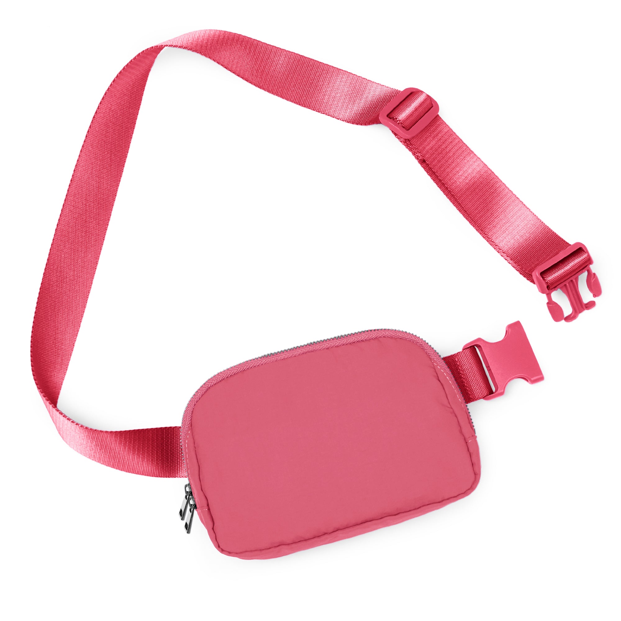 Unisex Two-Way Zip Mini Belt Bag Raspberry 8" x 2" x 5.5" - ododos