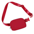Unisex Two-Way Zip Mini Belt Bag Red 8" x 2" x 5.5" - ododos
