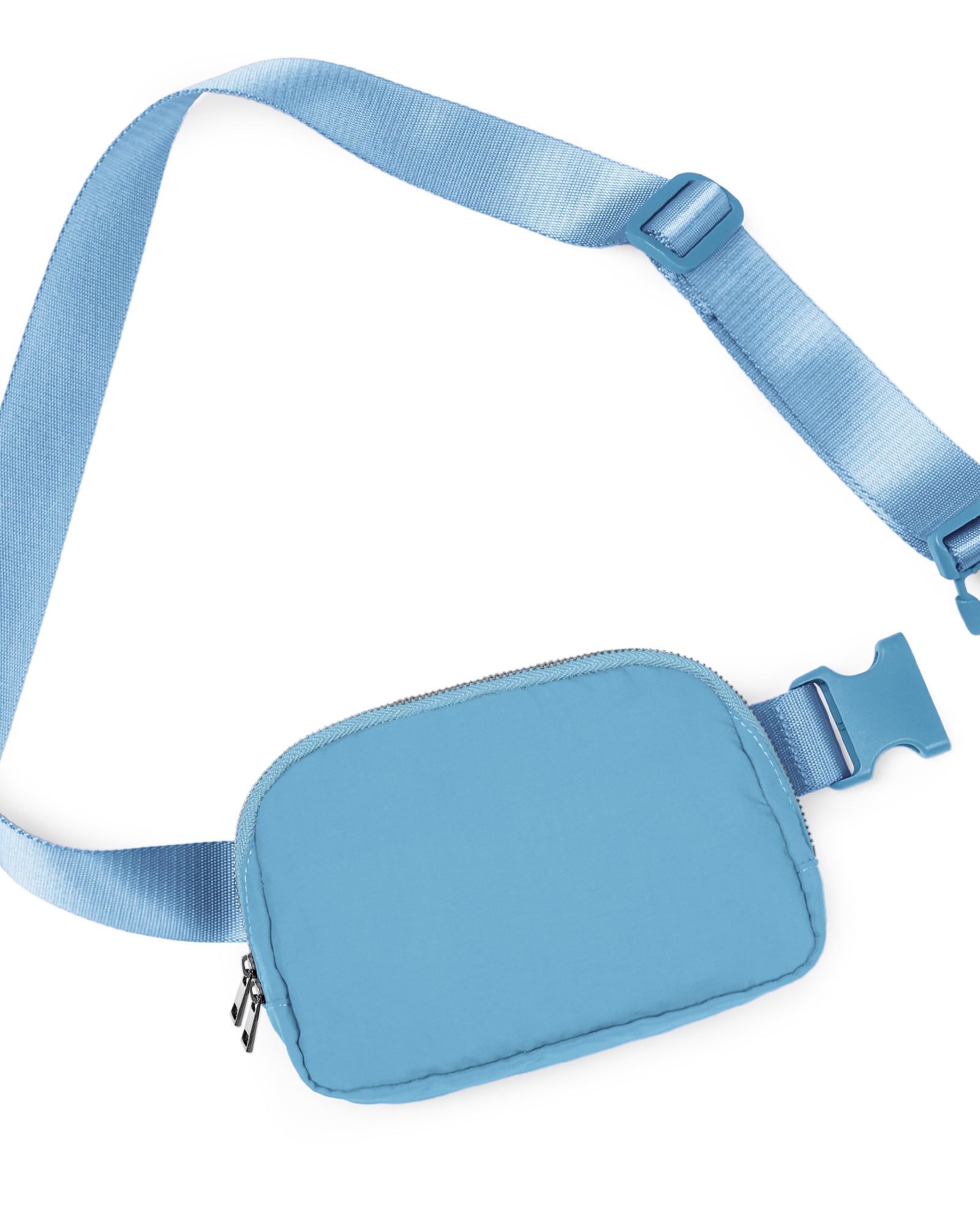 Unisex Two-Way Zip Mini Belt Bag Steel Blue 8" x 2" x 5.5" - ododos