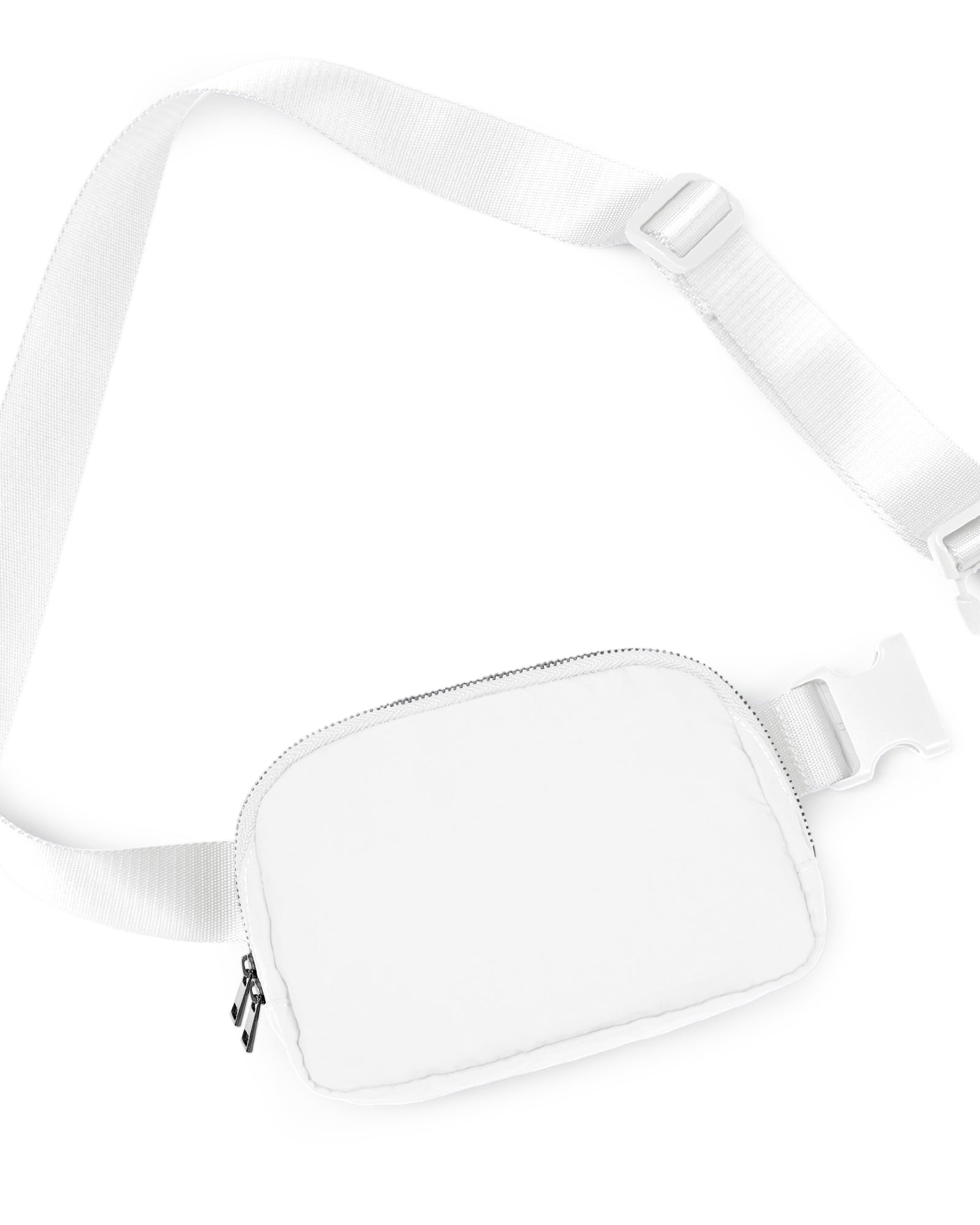 Unisex Two-Way Zip Mini Belt Bag White 8" x 2" x 5.5" - ododos