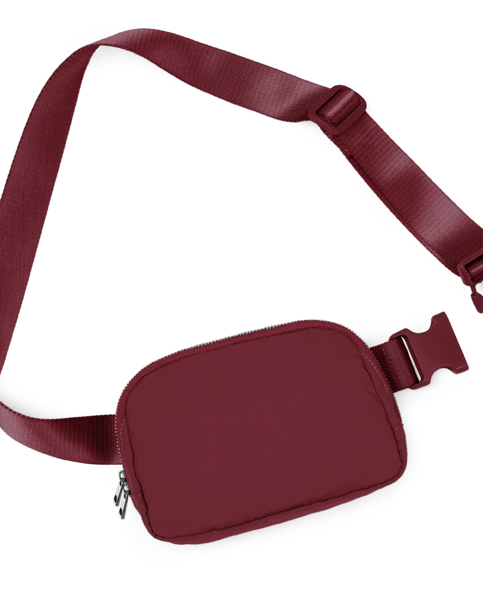 Unisex Two-Way Zip Mini Belt Bag Wine 8" x 2" x 5.5" - ododos