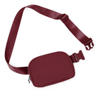 Unisex Two-Way Zip Mini Belt Bag Wine 8" x 2" x 5.5" - ododos