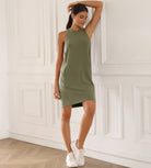 Modal Soft Loose Tank Dress Dark Sage - ododos