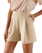 Modal Soft High Waist Wide Leg Shorts with Pockets Ivory 4 inch - ododos