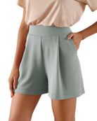 Modal Soft High Waist Wide Leg Shorts with Pockets Slate Grey 4 inch - ododos