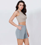 Modal Soft Adjustable Shockcord Relaxed Shorts Grey Blue - ododos