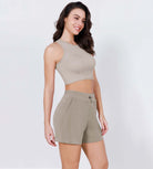 Modal Soft Adjustable Shockcord Relaxed Shorts Khaki - ododos