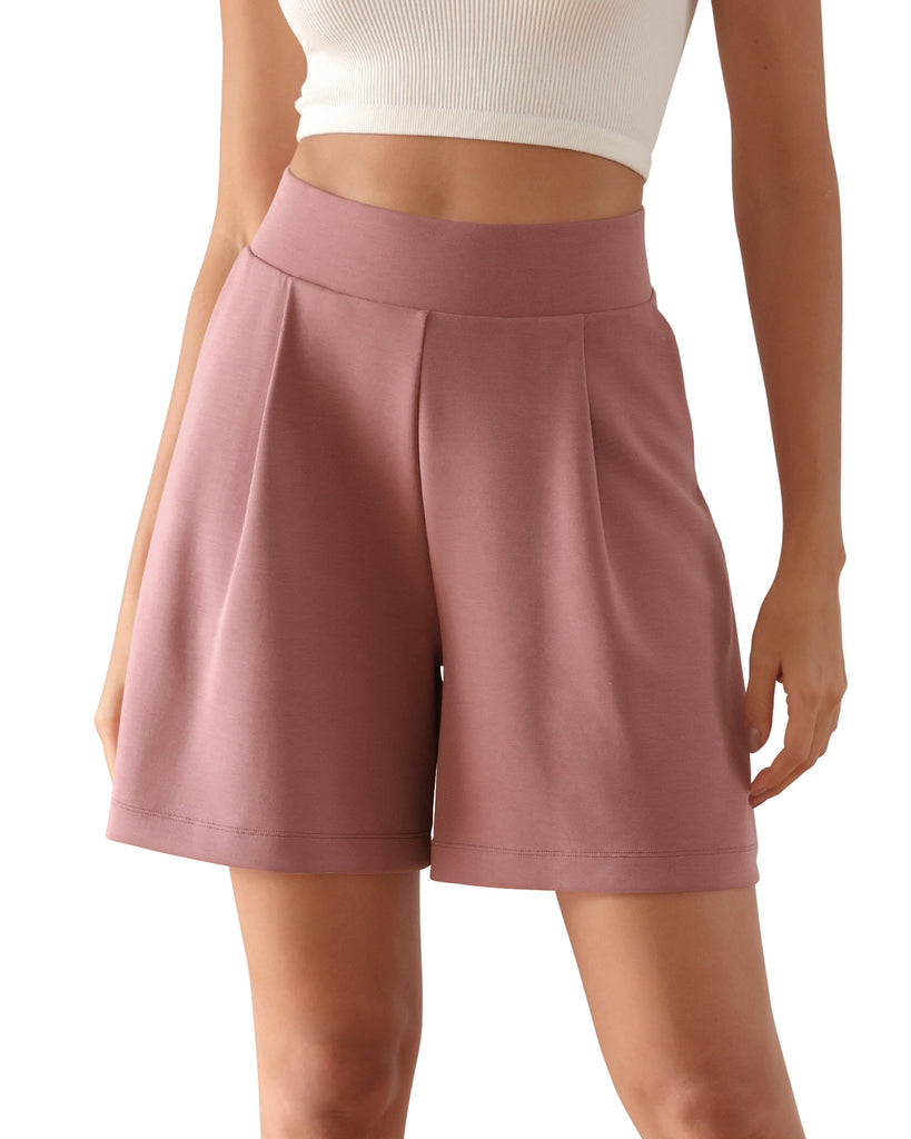  Modal Soft High Waist Wide Leg Shorts with Pockets - ododos
