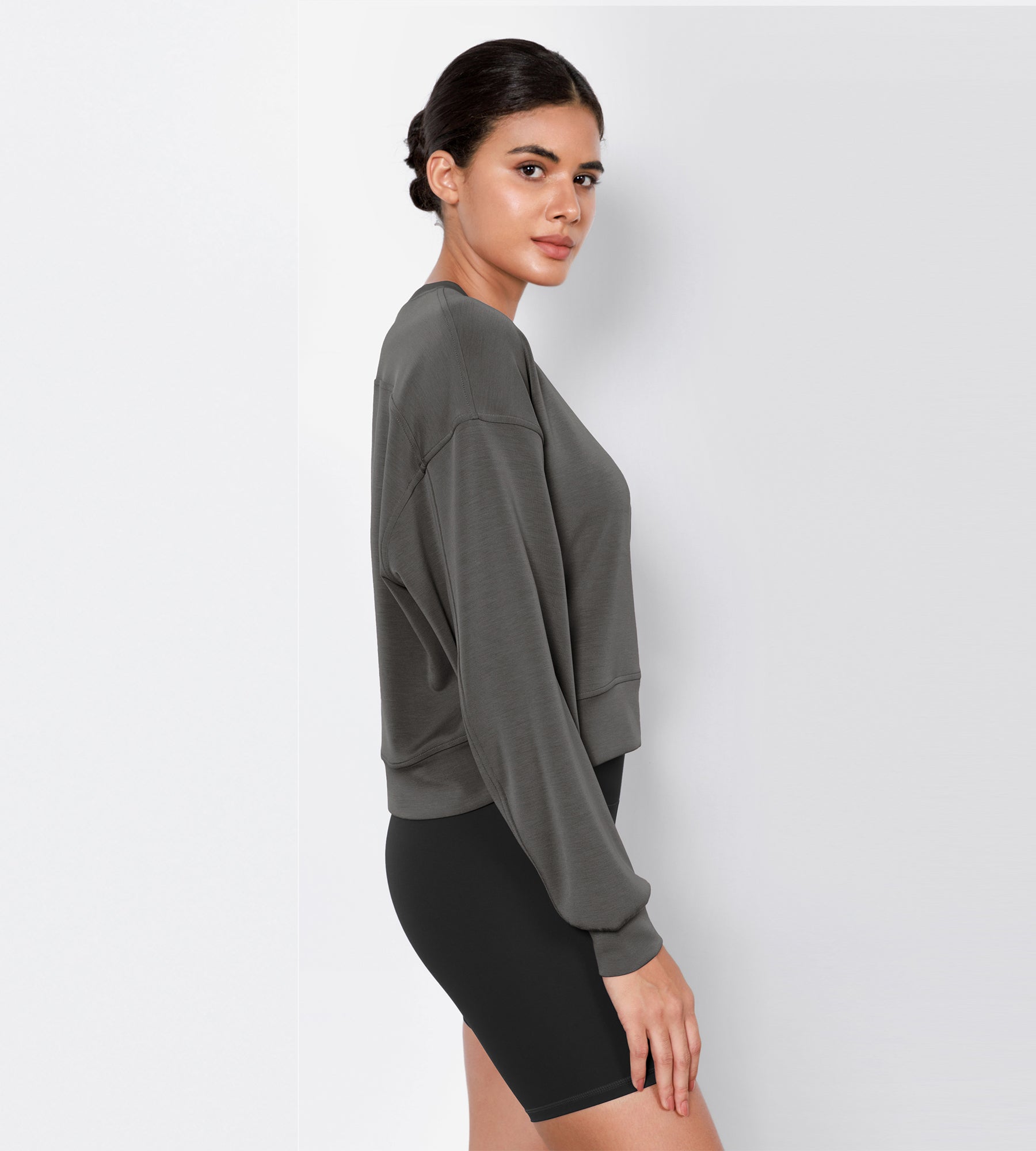 Modal Soft Long Sleeve Cropped Sweatshirts - ododos