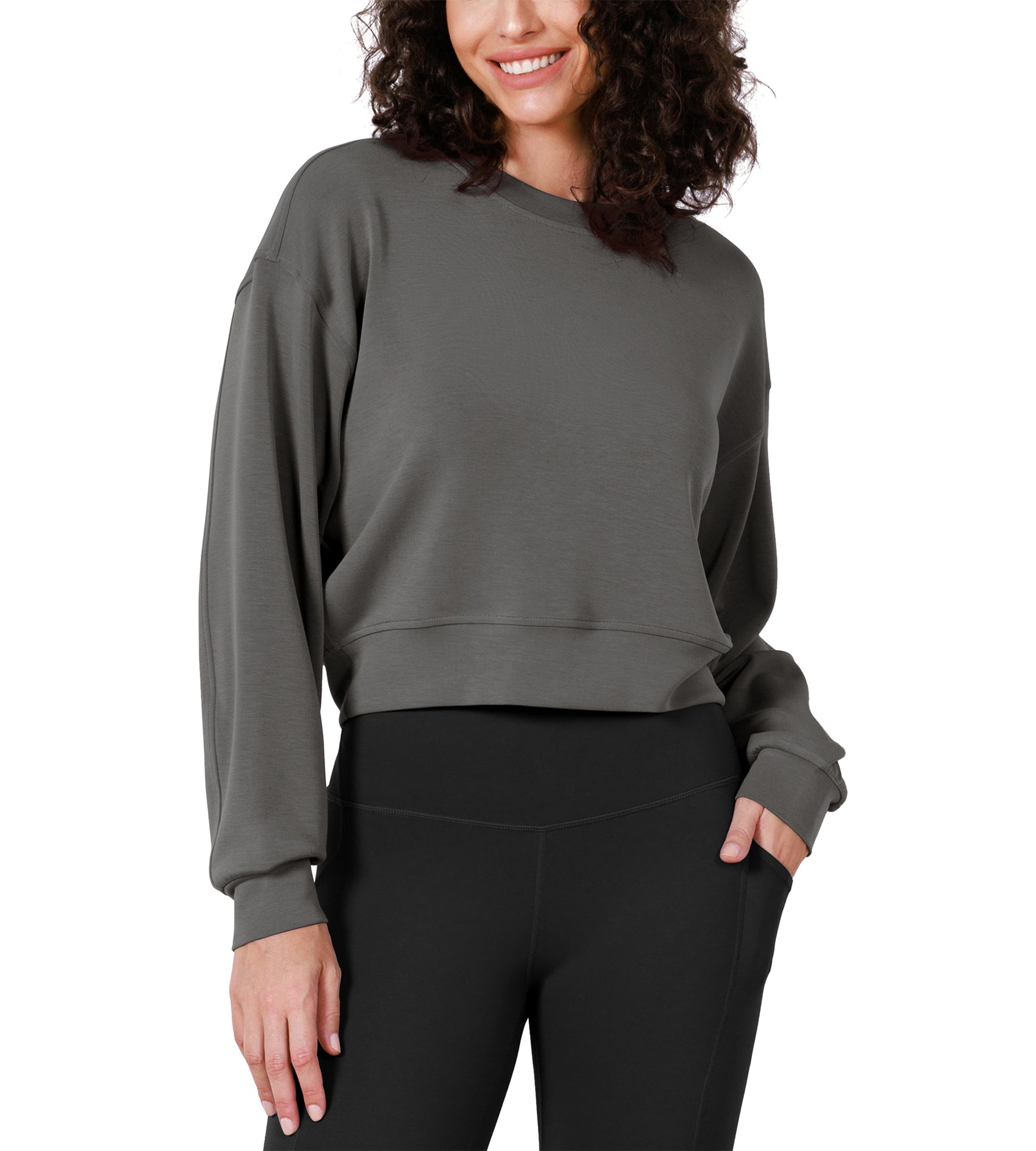 Modal Soft Long Sleeve Cropped Sweatshirts - ododos