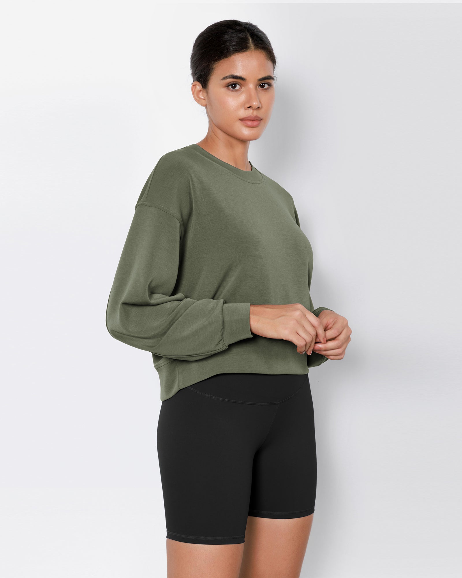 Modal Soft Long Sleeve Cropped Sweatshirts - ododos
