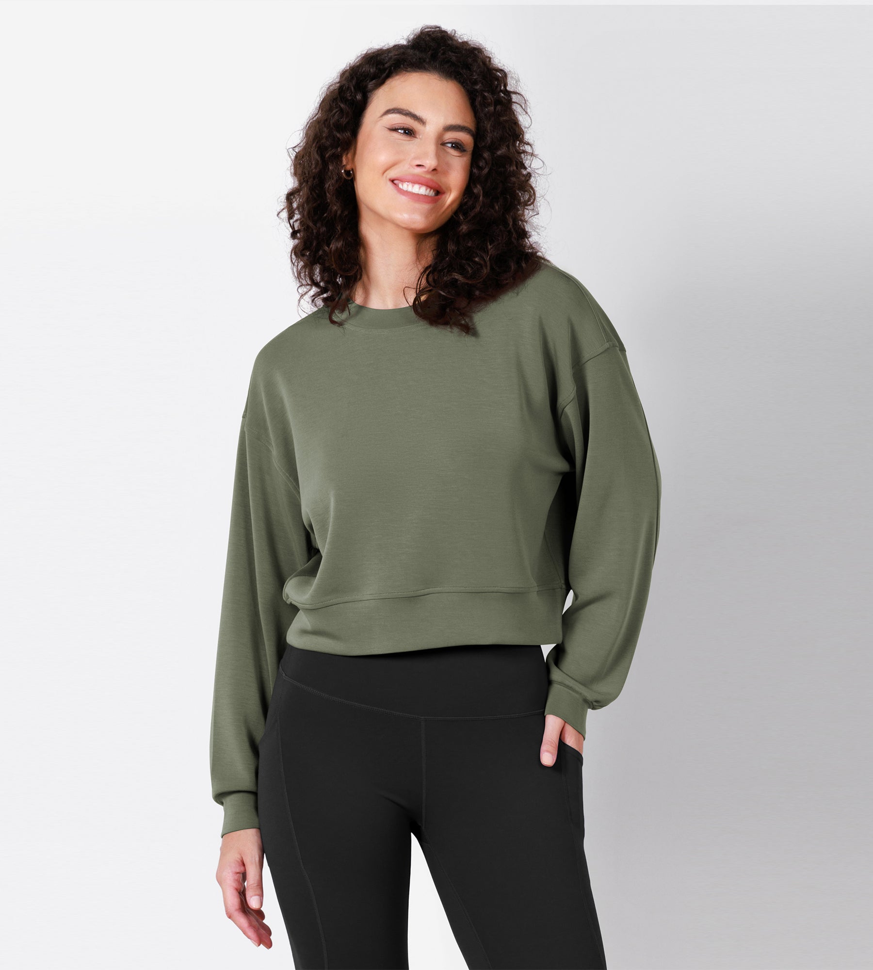 Modal Soft Long Sleeve Cropped Sweatshirts - ododos