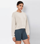 Modal Soft Long Sleeve Cropped Sweatshirts Ivory - ododos