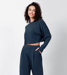 Modal Soft Long Sleeve Cropped Sweatshirts with Thumb Hole - ododos