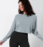 Modal Soft Long Sleeve Cropped Sweatshirts with Thumb Hole - ododos