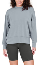 Modal Soft Long Sleeve Oversized Sweatshirts Grey Blue - ododos