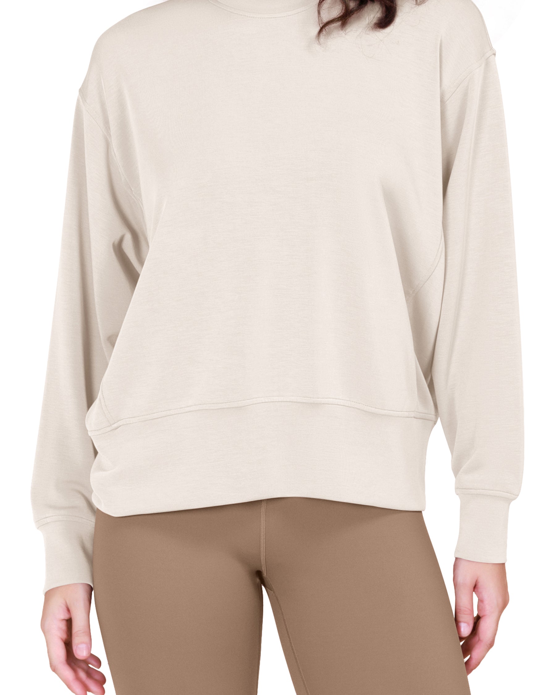 Modal Soft Long Sleeve Oversized Sweatshirts Ivory - ododos